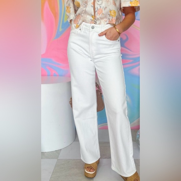 Just Black Denim White High Waist Wide Leg Jeans Size 28 - Picture 4 of 5